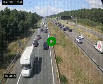 <h2>Webcam autoroute A63 en périphérie de Bordeaux au sud-est de la ville, en provenance du bassin d'Arcachon. Vue orientée vers Bordeaux</h2>