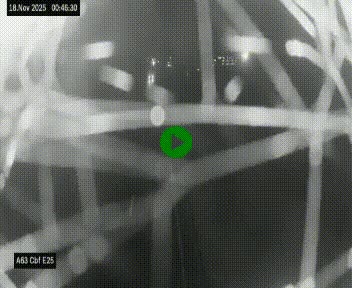 Webcam autoroute A63 en périphérie de Bordeaux au sud-est de la ville, en provenance du bassin d'Arcachon. Vue orientée vers Bordeaux