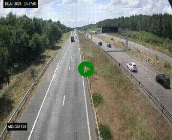 <h2>Webcam autoroute A63 en périphérie de Bordeaux au sud-est de la ville, en provenance du bassin d'Arcachon. Vue orientée vers Bordeaux</h2>