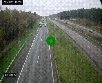 <h2>Webcam autoroute A63 en périphérie de Bordeaux au sud-est de la ville, en provenance du bassin d'Arcachon. Vue orientée vers Bordeaux</h2>