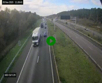 <h2>Webcam autoroute A63 en périphérie de Bordeaux au sud-est de la ville, en provenance du bassin d'Arcachon. Vue orientée vers Bordeaux</h2>