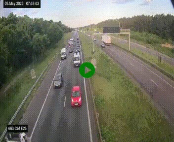 Webcam autoroute A63 en périphérie de Bordeaux au sud-est de la ville, en provenance du bassin d'Arcachon. Vue orientée vers Bordeaux