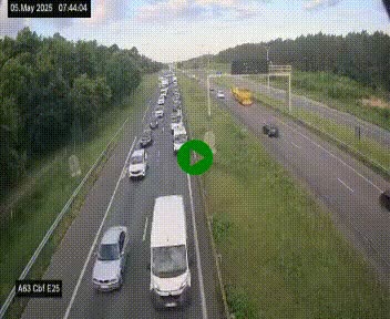 Webcam autoroute A63 en périphérie de Bordeaux au sud-est de la ville, en provenance du bassin d'Arcachon. Vue orientée vers Bordeaux