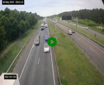Webcam autoroute A63 en périphérie de Bordeaux au sud-est de la ville, en provenance du bassin d'Arcachon. Vue orientée vers Bordeaux