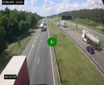 Webcam autoroute A63 en périphérie de Bordeaux au sud-est de la ville, en provenance du bassin d'Arcachon. Vue orientée vers Bordeaux
