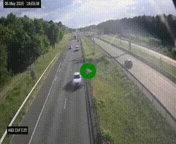 Webcam autoroute A63 en périphérie de Bordeaux au sud-est de la ville, en provenance du bassin d'Arcachon. Vue orientée vers Bordeaux
