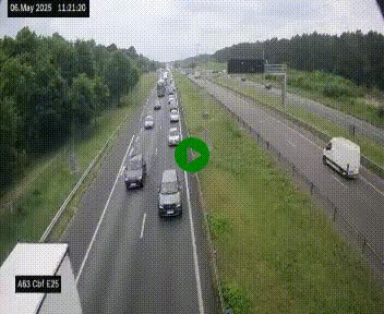 Webcam autoroute A63 en périphérie de Bordeaux au sud-est de la ville, en provenance du bassin d'Arcachon. Vue orientée vers Bordeaux