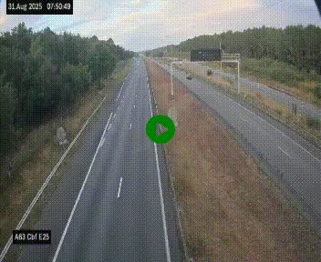 Webcam autoroute A63 en périphérie de Bordeaux au sud-est de la ville, en provenance du bassin d'Arcachon. Vue orientée vers Bordeaux