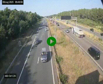Webcam autoroute A63 en périphérie de Bordeaux au sud-est de la ville, en provenance du bassin d'Arcachon. Vue orientée vers Bordeaux