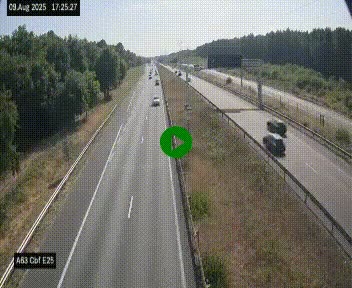 Webcam autoroute A63 en périphérie de Bordeaux au sud-est de la ville, en provenance du bassin d'Arcachon. Vue orientée vers Bordeaux