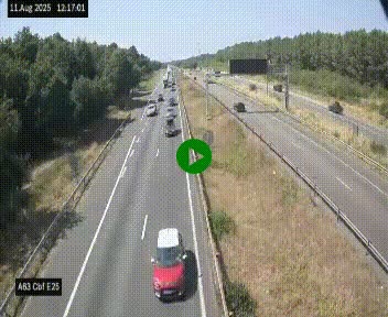 Webcam autoroute A63 en périphérie de Bordeaux au sud-est de la ville, en provenance du bassin d'Arcachon. Vue orientée vers Bordeaux