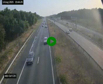 Webcam autoroute A63 en périphérie de Bordeaux au sud-est de la ville, en provenance du bassin d'Arcachon. Vue orientée vers Bordeaux