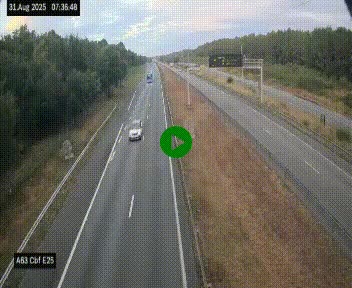 Webcam autoroute A63 en périphérie de Bordeaux au sud-est de la ville, en provenance du bassin d'Arcachon. Vue orientée vers Bordeaux