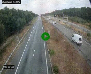 Webcam autoroute A63 en périphérie de Bordeaux au sud-est de la ville, en provenance du bassin d'Arcachon. Vue orientée vers Bordeaux