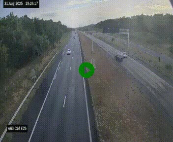 Webcam autoroute A63 en périphérie de Bordeaux au sud-est de la ville, en provenance du bassin d'Arcachon. Vue orientée vers Bordeaux