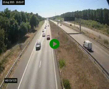 Webcam autoroute A63 en périphérie de Bordeaux au sud-est de la ville, en provenance du bassin d'Arcachon. Vue orientée vers Bordeaux