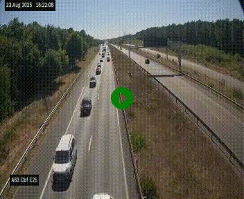 Webcam autoroute A63 en périphérie de Bordeaux au sud-est de la ville, en provenance du bassin d'Arcachon. Vue orientée vers Bordeaux