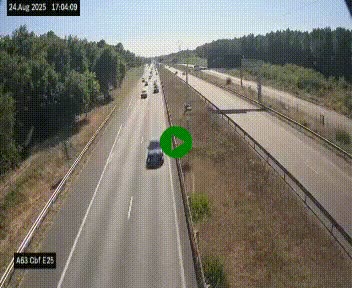Webcam autoroute A63 en périphérie de Bordeaux au sud-est de la ville, en provenance du bassin d'Arcachon. Vue orientée vers Bordeaux