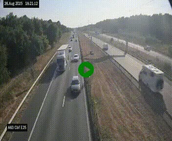 Webcam autoroute A63 en périphérie de Bordeaux au sud-est de la ville, en provenance du bassin d'Arcachon. Vue orientée vers Bordeaux