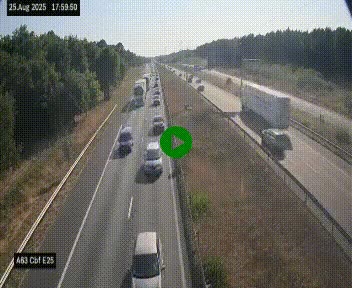 Webcam autoroute A63 en périphérie de Bordeaux au sud-est de la ville, en provenance du bassin d'Arcachon. Vue orientée vers Bordeaux