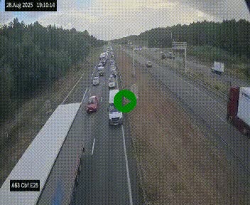 Webcam autoroute A63 en périphérie de Bordeaux au sud-est de la ville, en provenance du bassin d'Arcachon. Vue orientée vers Bordeaux