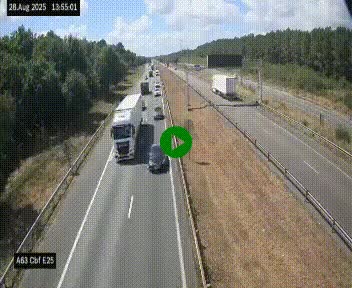 Webcam autoroute A63 en périphérie de Bordeaux au sud-est de la ville, en provenance du bassin d'Arcachon. Vue orientée vers Bordeaux