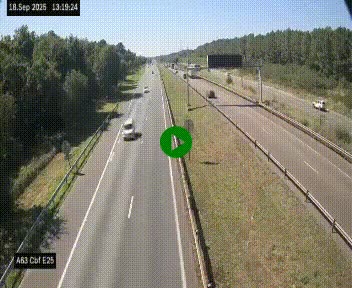Webcam autoroute A63 en périphérie de Bordeaux au sud-est de la ville, en provenance du bassin d'Arcachon. Vue orientée vers Bordeaux