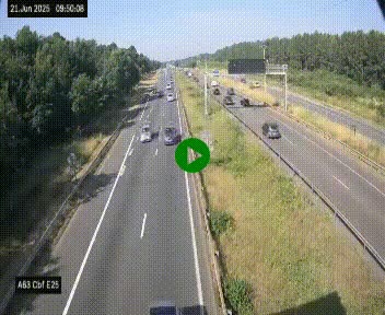 <h2>Webcam autoroute A63 en périphérie de Bordeaux au sud-est de la ville, en provenance du bassin d'Arcachon. Vue orientée vers Bordeaux</h2>