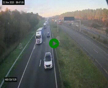 <h2>Webcam autoroute A63 en périphérie de Bordeaux au sud-est de la ville, en provenance du bassin d'Arcachon. Vue orientée vers Bordeaux</h2>