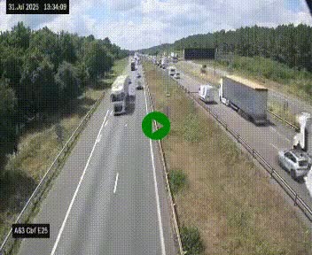 <h2>Webcam autoroute A63 en périphérie de Bordeaux au sud-est de la ville, en provenance du bassin d'Arcachon. Vue orientée vers Bordeaux</h2>