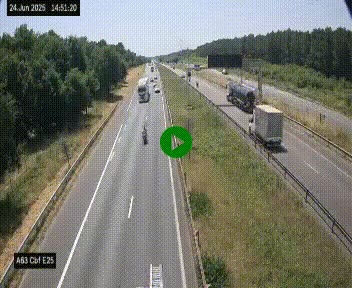 <h2>Webcam autoroute A63 en périphérie de Bordeaux au sud-est de la ville, en provenance du bassin d'Arcachon. Vue orientée vers Bordeaux</h2>