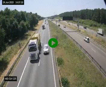 <h2>Webcam autoroute A63 en périphérie de Bordeaux au sud-est de la ville, en provenance du bassin d'Arcachon. Vue orientée vers Bordeaux</h2>