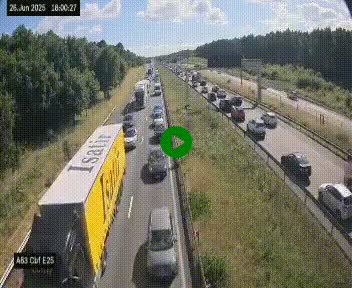 <h2>Webcam autoroute A63 en périphérie de Bordeaux au sud-est de la ville, en provenance du bassin d'Arcachon. Vue orientée vers Bordeaux</h2>
