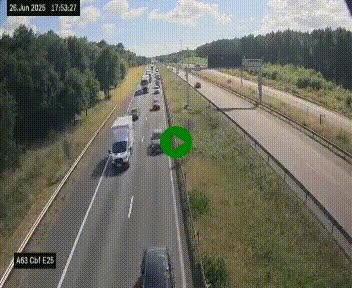 <h2>Webcam autoroute A63 en périphérie de Bordeaux au sud-est de la ville, en provenance du bassin d'Arcachon. Vue orientée vers Bordeaux</h2>