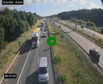 <h2>Webcam autoroute A63 en périphérie de Bordeaux au sud-est de la ville, en provenance du bassin d'Arcachon. Vue orientée vers Bordeaux</h2>