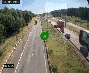 <h2>Webcam autoroute A63 en périphérie de Bordeaux au sud-est de la ville, en provenance du bassin d'Arcachon. Vue orientée vers Bordeaux</h2>