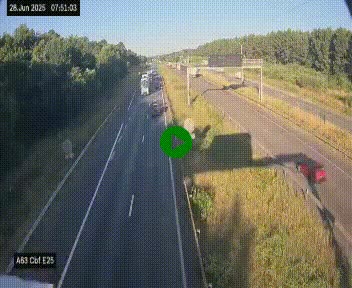 <h2>Webcam autoroute A63 en périphérie de Bordeaux au sud-est de la ville, en provenance du bassin d'Arcachon. Vue orientée vers Bordeaux</h2>