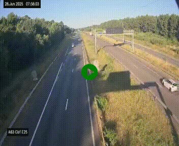 <h2>Webcam autoroute A63 en périphérie de Bordeaux au sud-est de la ville, en provenance du bassin d'Arcachon. Vue orientée vers Bordeaux</h2>