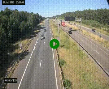 <h2>Webcam autoroute A63 en périphérie de Bordeaux au sud-est de la ville, en provenance du bassin d'Arcachon. Vue orientée vers Bordeaux</h2>