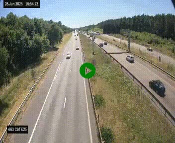 <h2>Webcam autoroute A63 en périphérie de Bordeaux au sud-est de la ville, en provenance du bassin d'Arcachon. Vue orientée vers Bordeaux</h2>