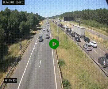 <h2>Webcam autoroute A63 en périphérie de Bordeaux au sud-est de la ville, en provenance du bassin d'Arcachon. Vue orientée vers Bordeaux</h2>