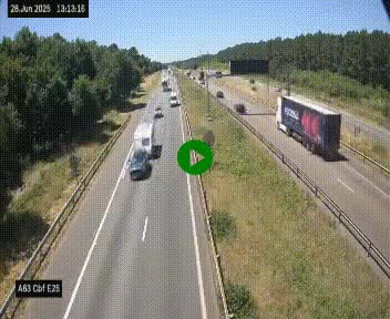 <h2>Webcam autoroute A63 en périphérie de Bordeaux au sud-est de la ville, en provenance du bassin d'Arcachon. Vue orientée vers Bordeaux</h2>