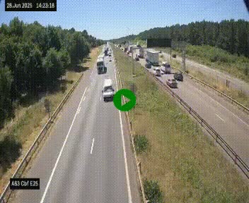 <h2>Webcam autoroute A63 en périphérie de Bordeaux au sud-est de la ville, en provenance du bassin d'Arcachon. Vue orientée vers Bordeaux</h2>