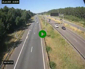 <h2>Webcam autoroute A63 en périphérie de Bordeaux au sud-est de la ville, en provenance du bassin d'Arcachon. Vue orientée vers Bordeaux</h2>