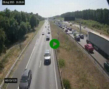 <h2>Webcam autoroute A63 en périphérie de Bordeaux au sud-est de la ville, en provenance du bassin d'Arcachon. Vue orientée vers Bordeaux</h2>