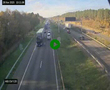 <h2>Webcam autoroute A63 en périphérie de Bordeaux au sud-est de la ville, en provenance du bassin d'Arcachon. Vue orientée vers Bordeaux</h2>
