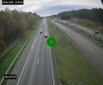 <h2>Webcam autoroute A63 en périphérie de Bordeaux au sud-est de la ville, en provenance du bassin d'Arcachon. Vue orientée vers Bordeaux</h2>