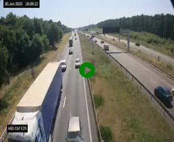 <h2>Webcam autoroute A63 en périphérie de Bordeaux au sud-est de la ville, en provenance du bassin d'Arcachon. Vue orientée vers Bordeaux</h2>