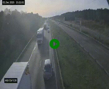 <h2>Webcam autoroute A63 en périphérie de Bordeaux au sud-est de la ville, en provenance du bassin d'Arcachon. Vue orientée vers Bordeaux</h2>