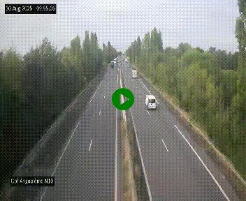Webcam routière à la fin de la N10, en périphérique ouest d'Angouleme, proche de la jonction avec l'A10